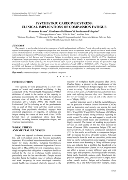 Clinical Implications of Compassion Fatigue