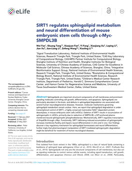 SIRT1 Regulates Sphingolipid Metabolism and Neural