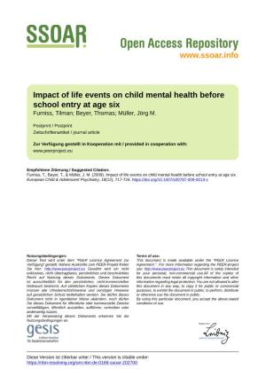 Impact of Life Events on Child Mental Health Before