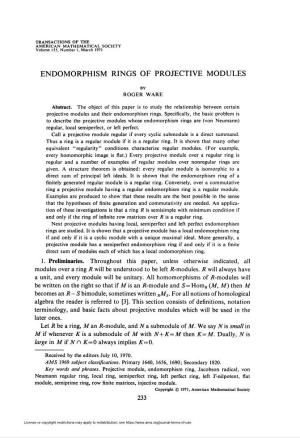 Endomorphism Rings of Protective Modules