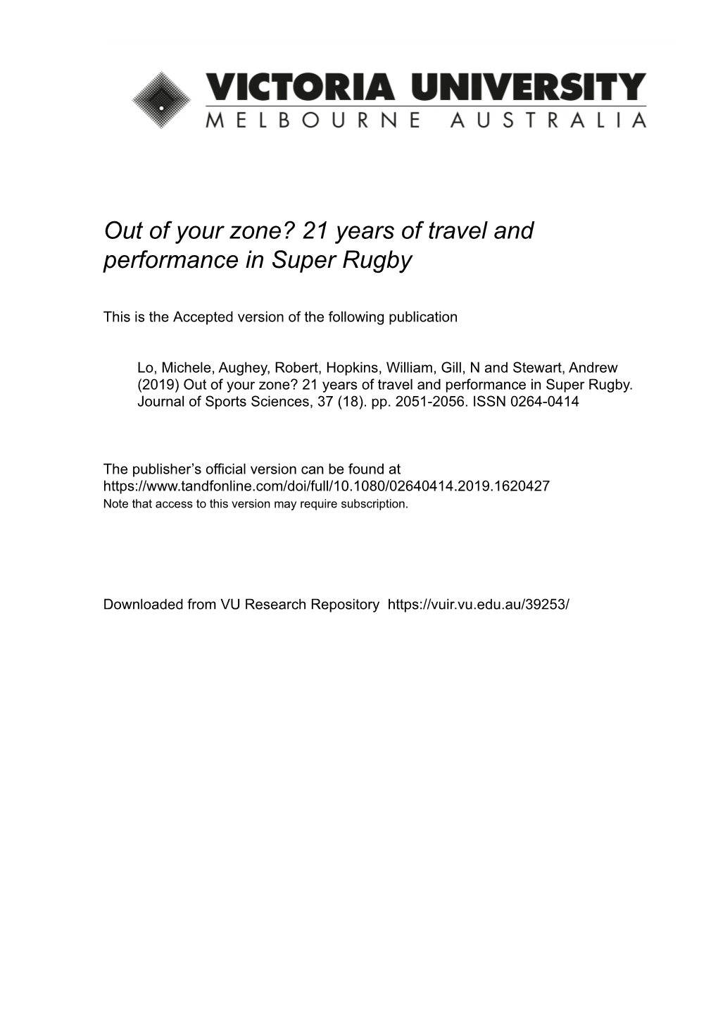 Out of Your Zone? 21 Years of Travel and Performance in Super Rugby