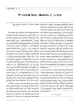 Myocardial Bridge: Harmless Or Harmful