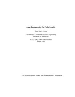 Array Restructuring for Cache Locality