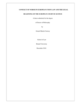 Conflict of Norms in European Union Law and the Legal