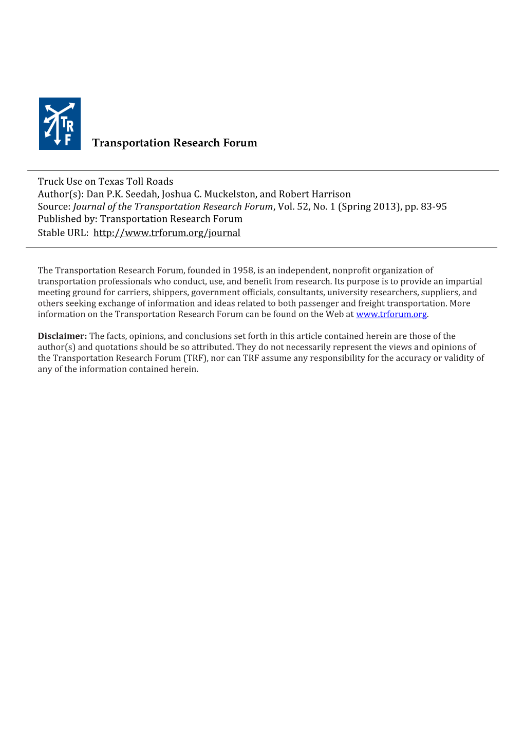 Transportation Research Forum