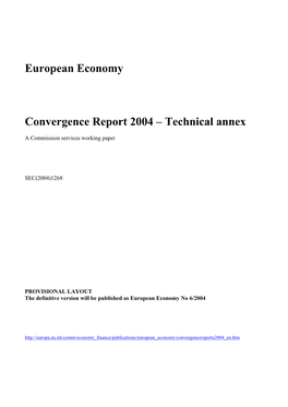 European Economy. Convergence Report 2004