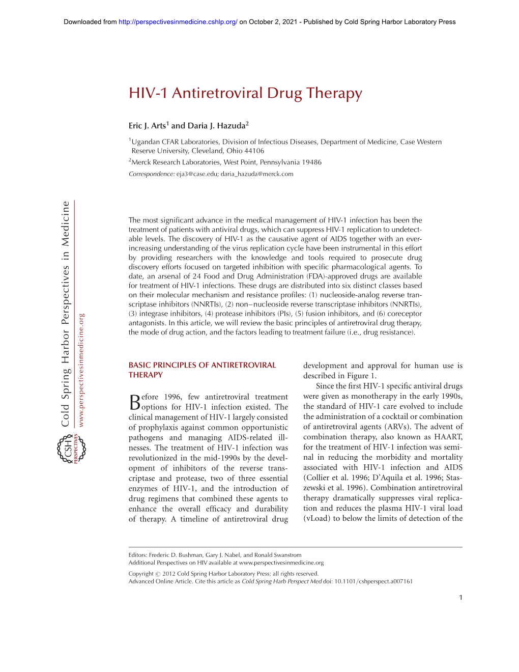 HIV-1 Antiretroviral Drug Therapy