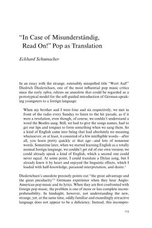Pop As Translation