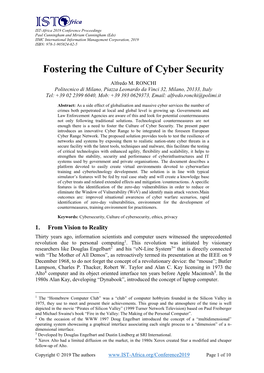 Fostering the Culture of Cyber Security