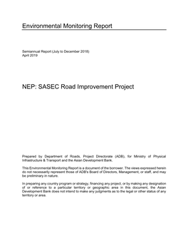 NEP: SASEC Road Improvement Project