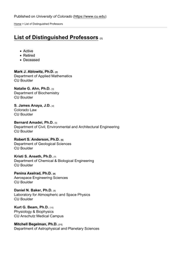 List of Distinguished Professors