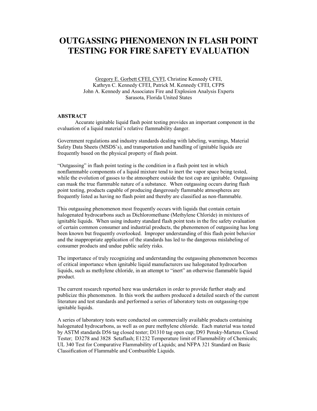 Outgassing Phenomenon in Flash Point Testing for Fire Safety Evaluation