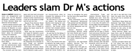 Leaders Slam Dr M's Actions
