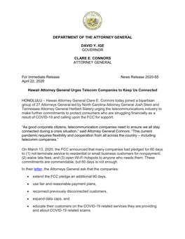 For Immediate Release News Release 2020-55 April 22, 2020