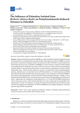 The Influence of Palmatine Isolated from Berberis Sibirica Radix On