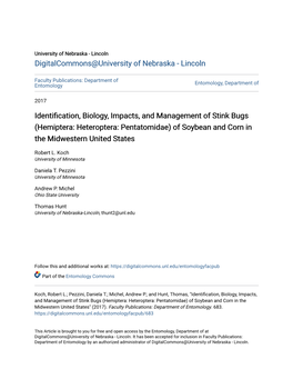 Identification, Biology, Impacts, and Management of Stink Bugs (Hemiptera: Heteroptera: Pentatomidae) of Soybean and Corn in the Midwestern United States
