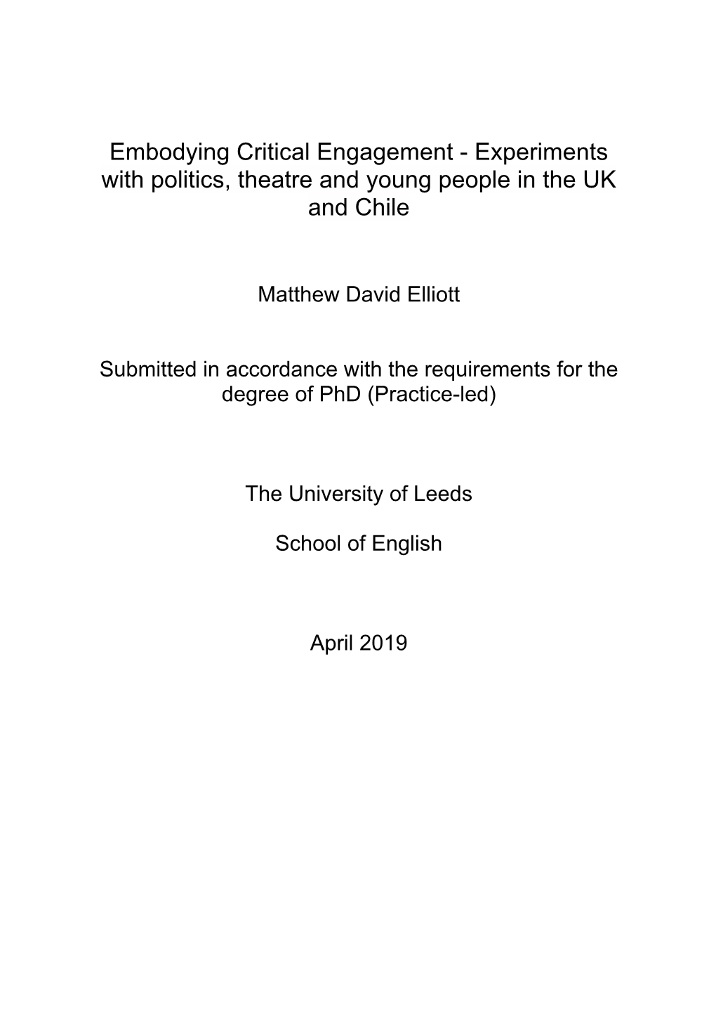 Experiments with Politics, Theatre and Young People in the UK and Chile