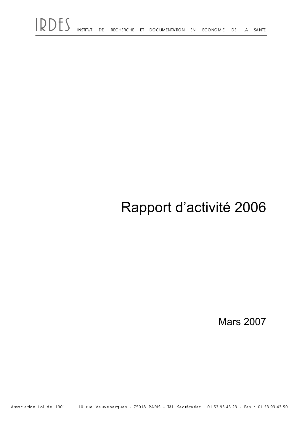 Rapport D'activité 2006