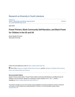 Black Community Self-Narration, and Black Power for Children in the US and UK