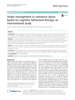 Anger Management in Substance Abuse Based on Cognitive