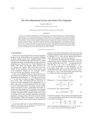 The Three-Dimensional Current and Surface Wave Equations