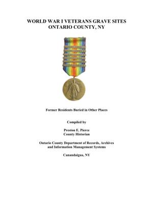 World War I Veterans Grave Sites Ontario County, Ny