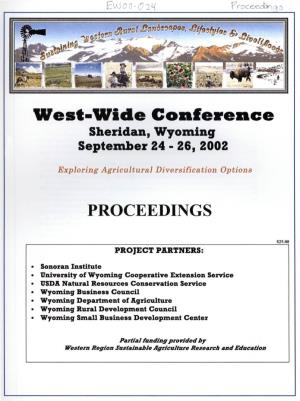 West-Wide Conference Sheridan, Wyoming September 24-26, 2002