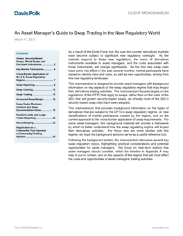An Asset Manager's Guide to Swap Trading in the New Regulatory World