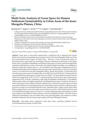 Multi-Scale Analysis of Green Space for Human Settlement Sustainability in Urban Areas of the Inner Mongolia Plateau, China