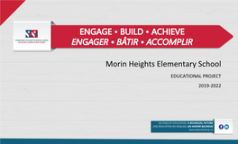 Morin Heights Elementary School EDUCATIONAL PROJECT 2019-2022