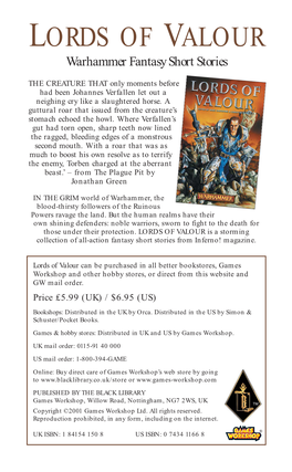 LORDS of VALOUR Warhammer Fantasy Short Stories