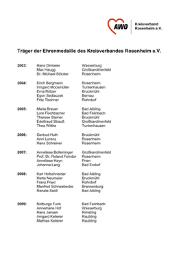 Träger Ehrenmedaille Kreisverband Rosenheim E.V