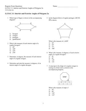 Interior and Exterior Angles of Polygons 2A