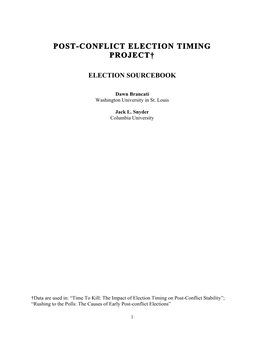 Post-Conflict Elections”