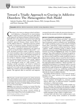 Toward a Triadic Approach to Craving in Addictive Disorders