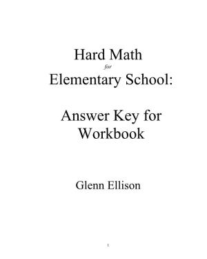 Hard Math Elementary School: Answer Key for Workbook