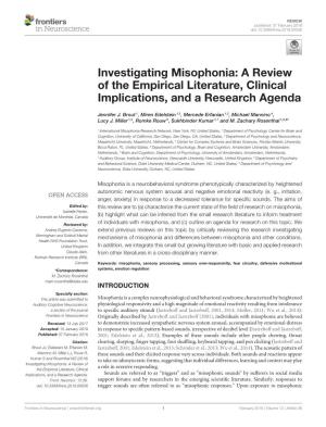 Investigating Misophonia: a Review of the Empirical Literature, Clinical Implications, and a Research Agenda
