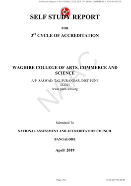 Self Study Report of WAGHIRE COLLEGE of ARTS, COMMERCE and SCIENCE