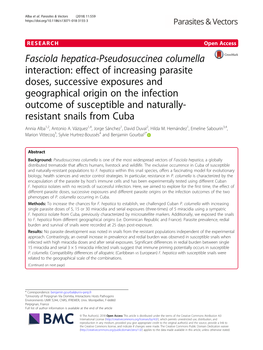 Fasciola Hepatica-Pseudosuccinea Columella Interaction