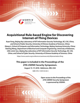 Acquisitional Rule-Based Engine for Discovering Internet-Of-Thing Devices