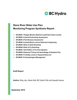 Stave Falls WUP Monitoring Program Synthesis Report