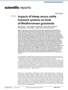 Impacts of Sheep Versus Cattle Livestock Systems on Birds of Mediterranean Grasslands Rita F