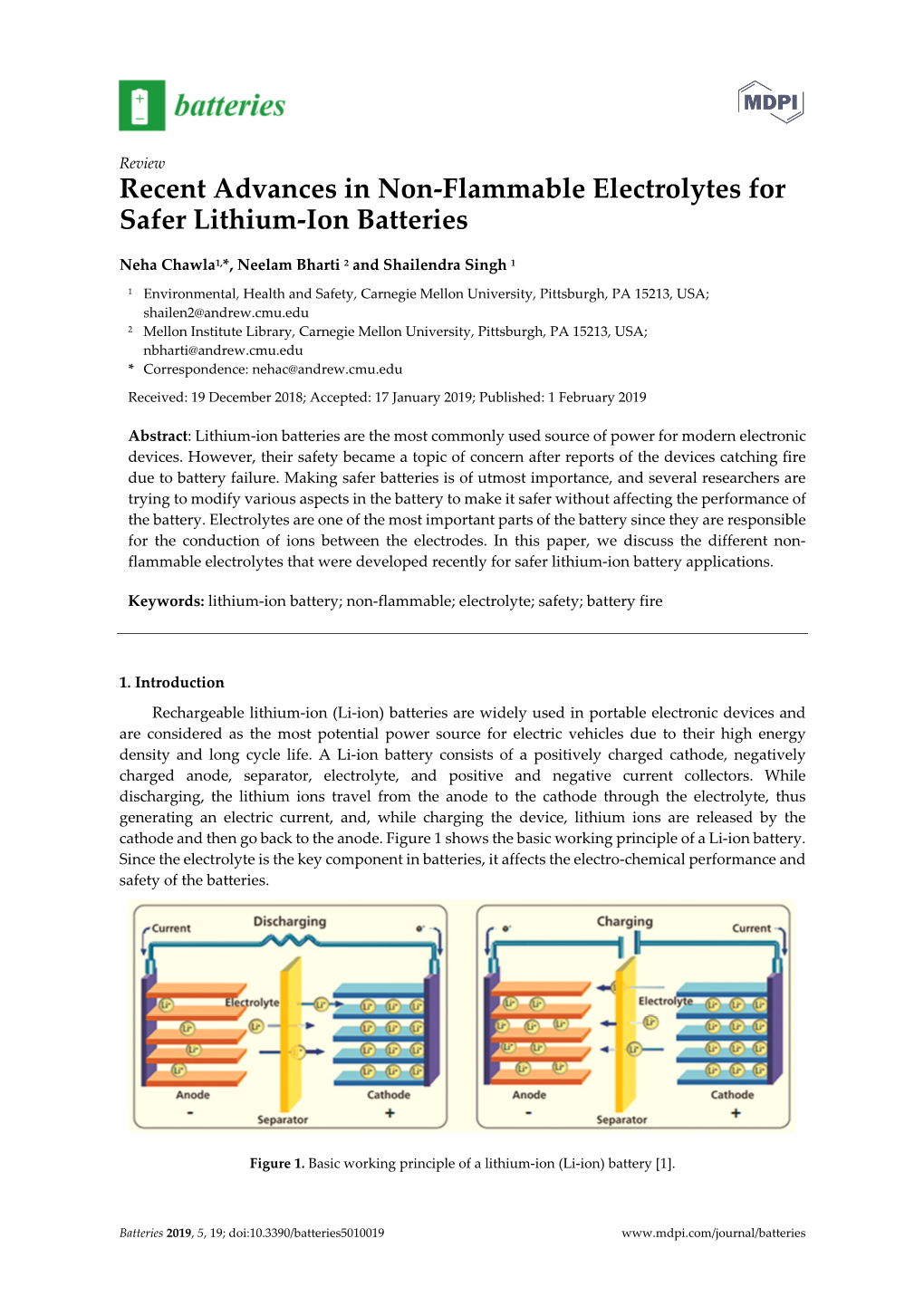 Recent Advances In Non-Flammable Electrolytes For Safer Lithium-Ion ...