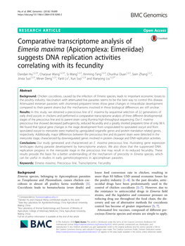 Comparative Transcriptome Analysis of Eimeria Maxima