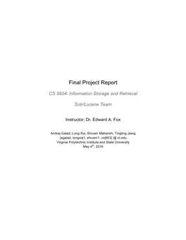 Solr Team Final Report in PDF Version