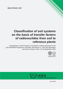 Classification of Soil Systems on the Basis of Transfer Factors of Radionuclides from Soil to Reference Plants