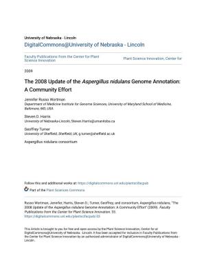 The 2008 Update of the Aspergillus Nidulans Genome Annotation: a Community Effort