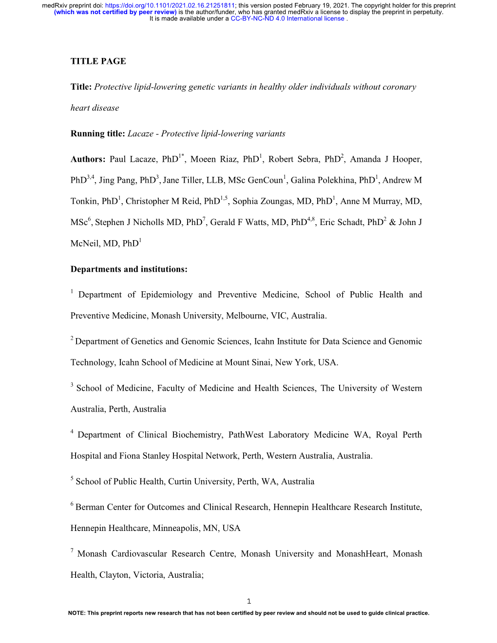 Protective Lipid-Lowering Genetic Variants in Healthy Older Individuals Without Coronary