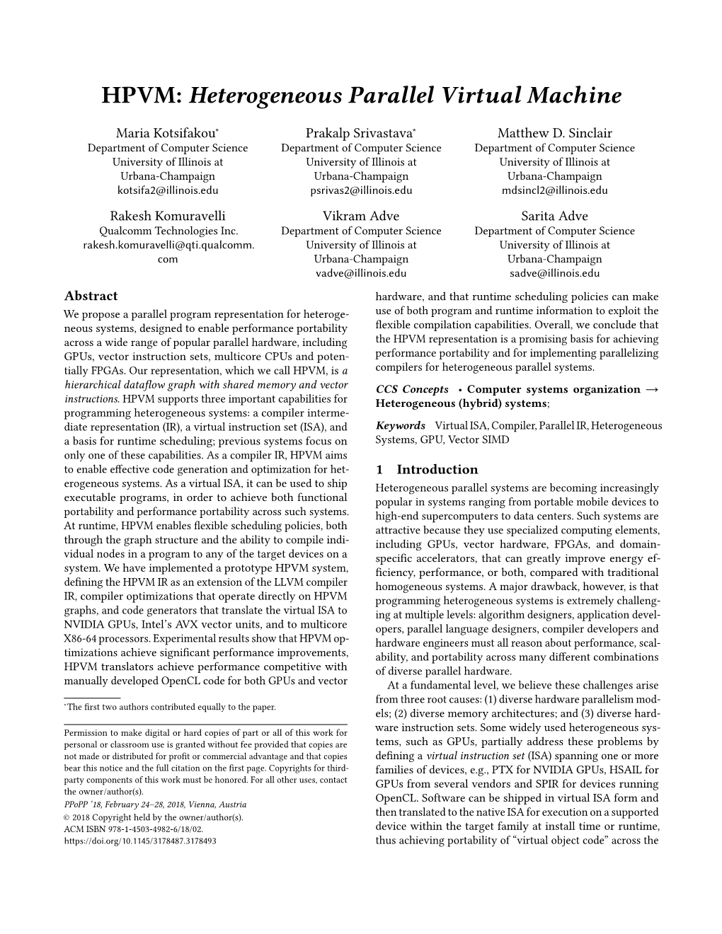 HPVM: Heterogeneous Parallel Virtual Machine