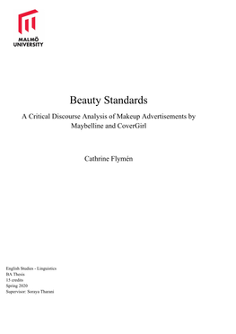 Beauty Standards a Critical Discourse Analysis of Makeup Advertisements by Maybelline and Covergirl